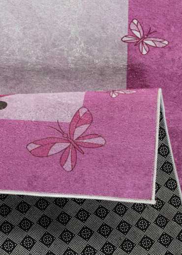 Tapis enfant lavable rose château MIA