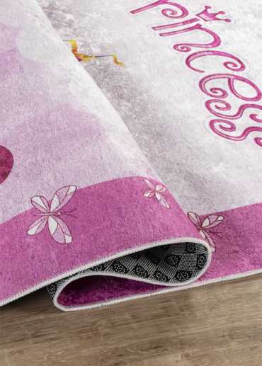 Tapis enfant lavable rose château MIA