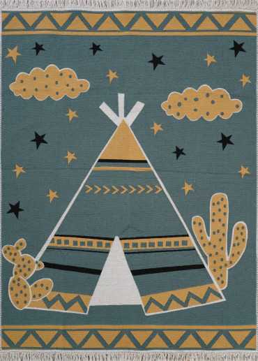 Tapis enfant réversible tipi crème vert COLORADO kids