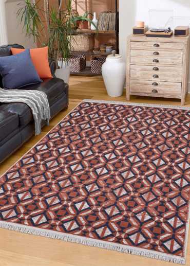 Tapis réversible kilim aztèque terracotta COLORADO 08