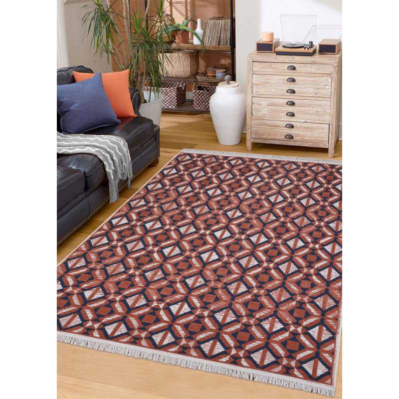 Tapis réversible kilim aztèque terracotta COLORADO 07