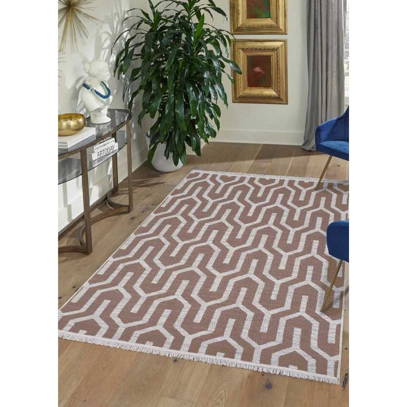 Tapis réversible beige crème géométrique COLORADO 05