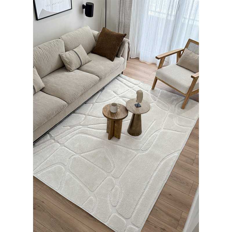 Tapis abstrait crème AGADIR 482