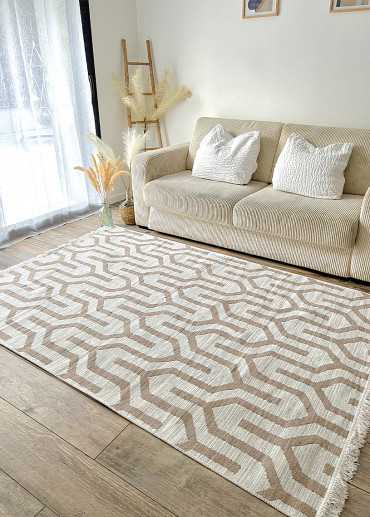 Tapis réversible beige crème géométrique COLORADO 05