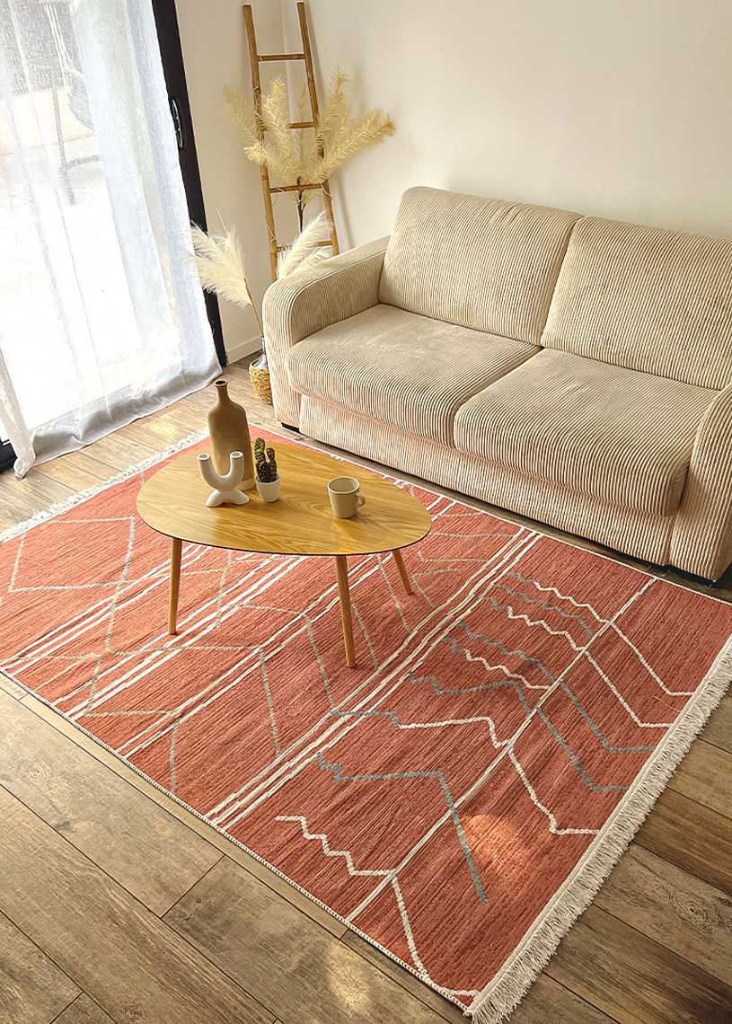 Reversible Terracotta and Taupe Berber Rug – COLORADO 09
