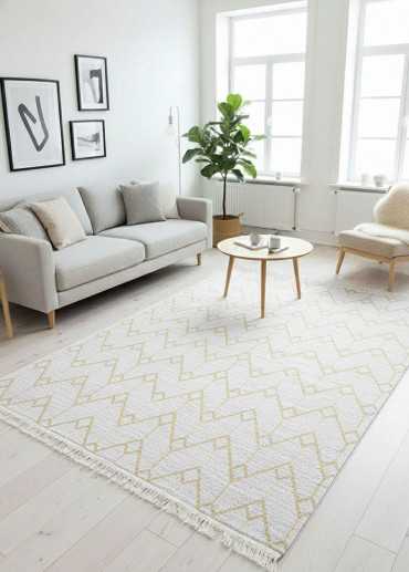 Reversible Cream and Yellow Berber Rug – COLORADO 08