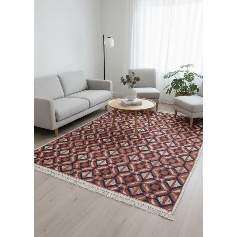 Reversible Terracotta Aztec Kilim Rug – COLORADO 07