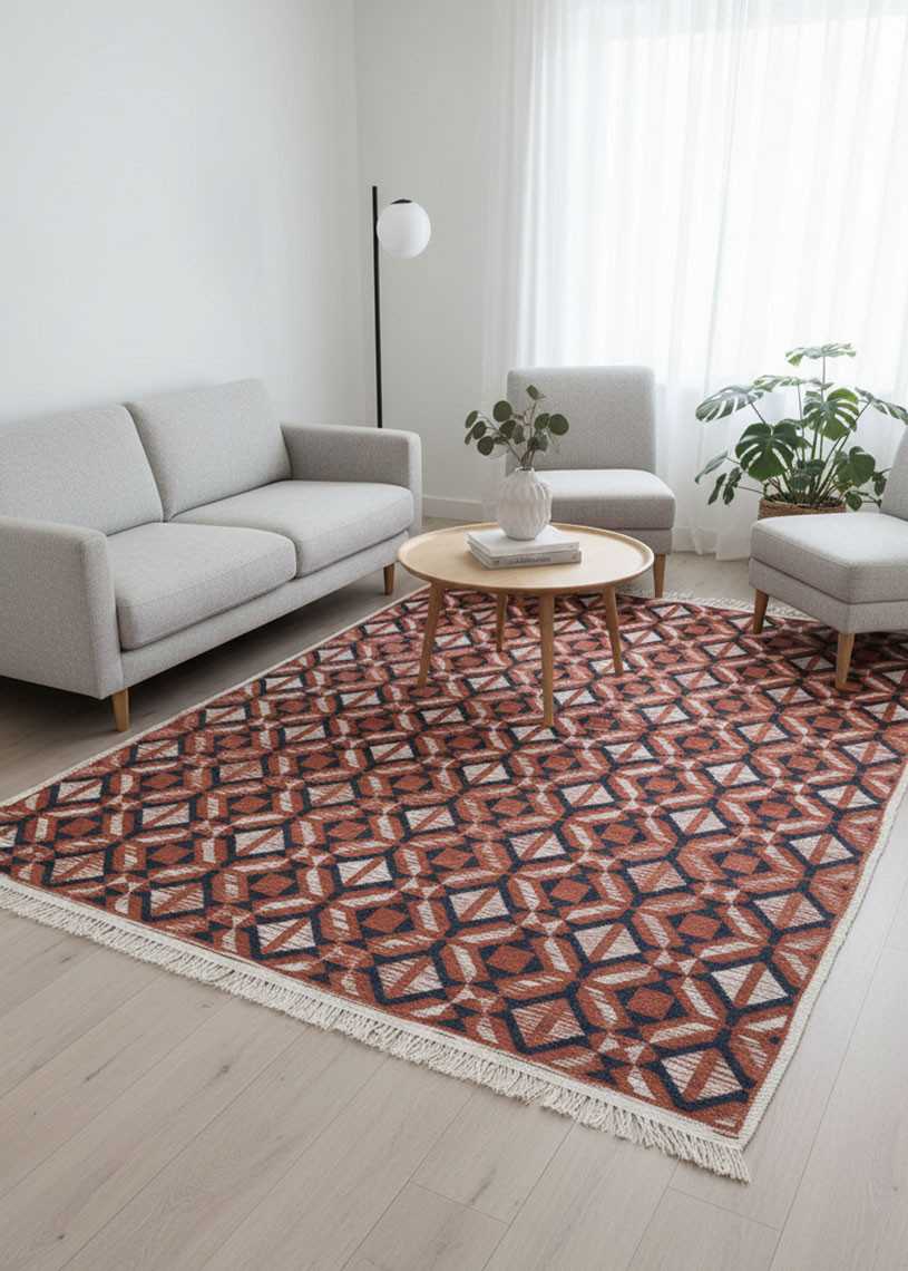 Tapis réversible kilim aztèque terracotta COLORADO 07