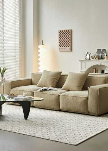 Tapis damier crème en laine...