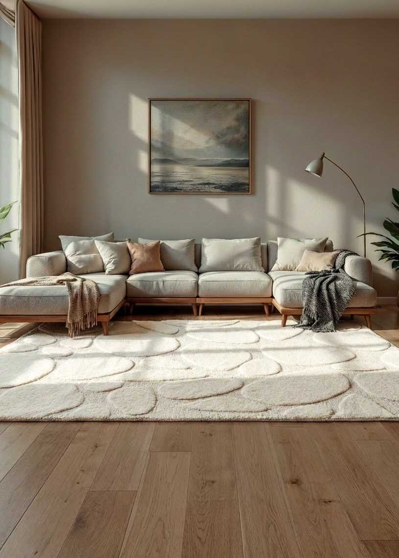 Tapis en laine fait main crème GALET