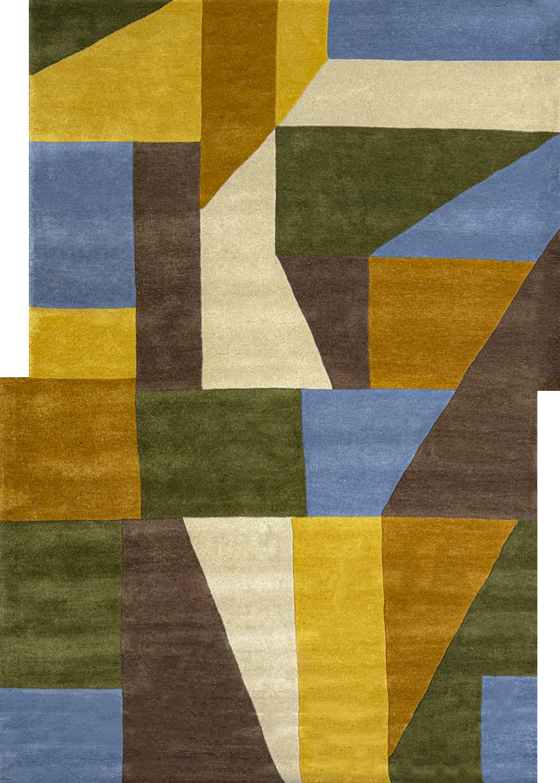 Tapis en laine fait main asymétrique multicolore PANTHEO