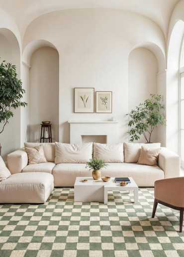 Tapis damier en laine fait main BURENE