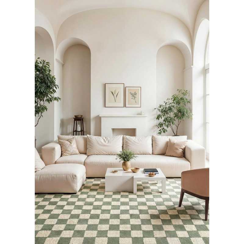 Tapis damier en laine fait main BURENE