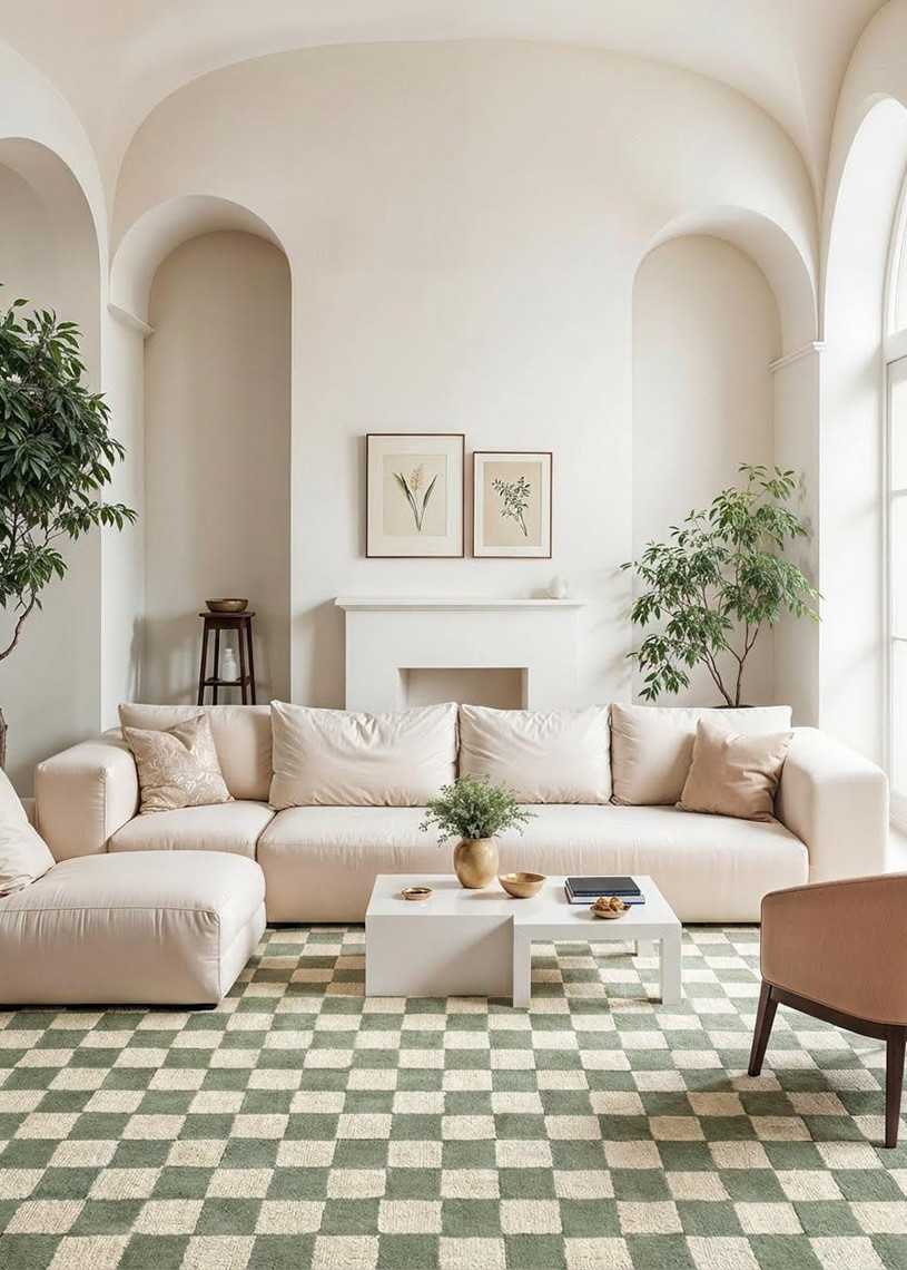 Tapis damier en laine fait main BURENE