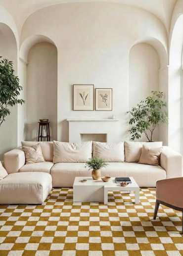 Tapis damier en laine fait main BURENE