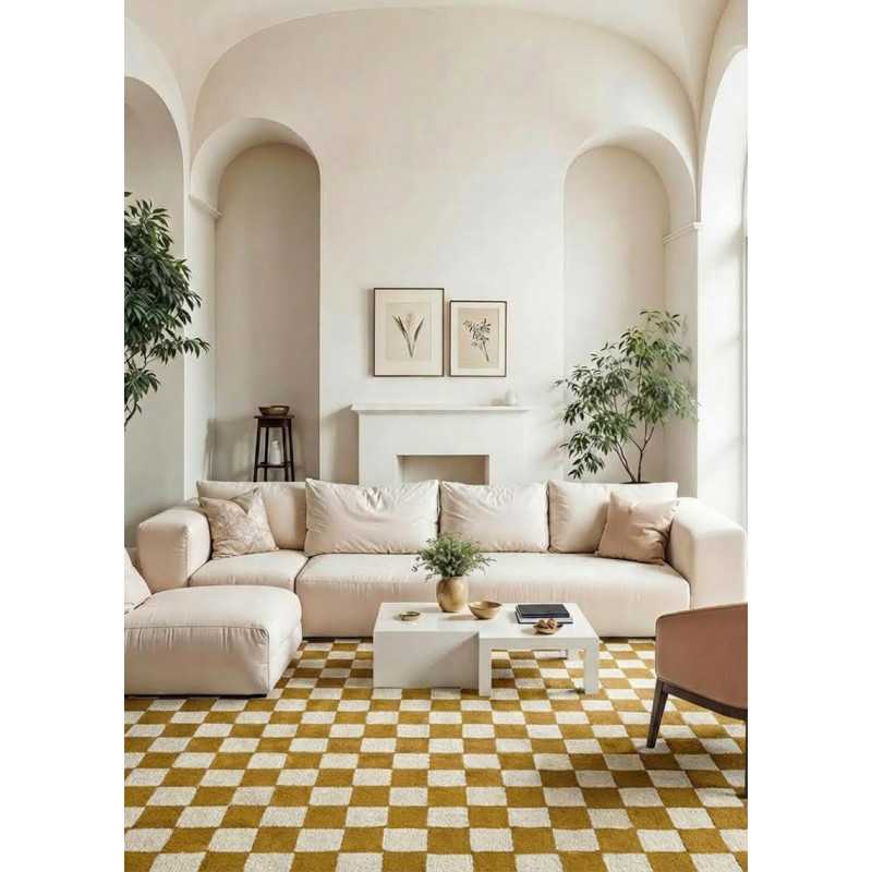 Tapis damier en laine fait main BURENE