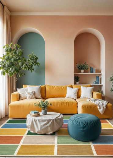 Tapis damier multicolore en...