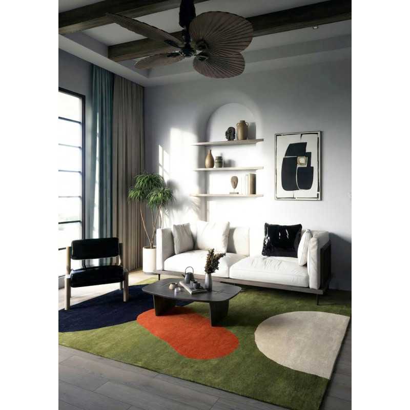 Tapis en laine à motif géométrique multicolore fait main CARVADO