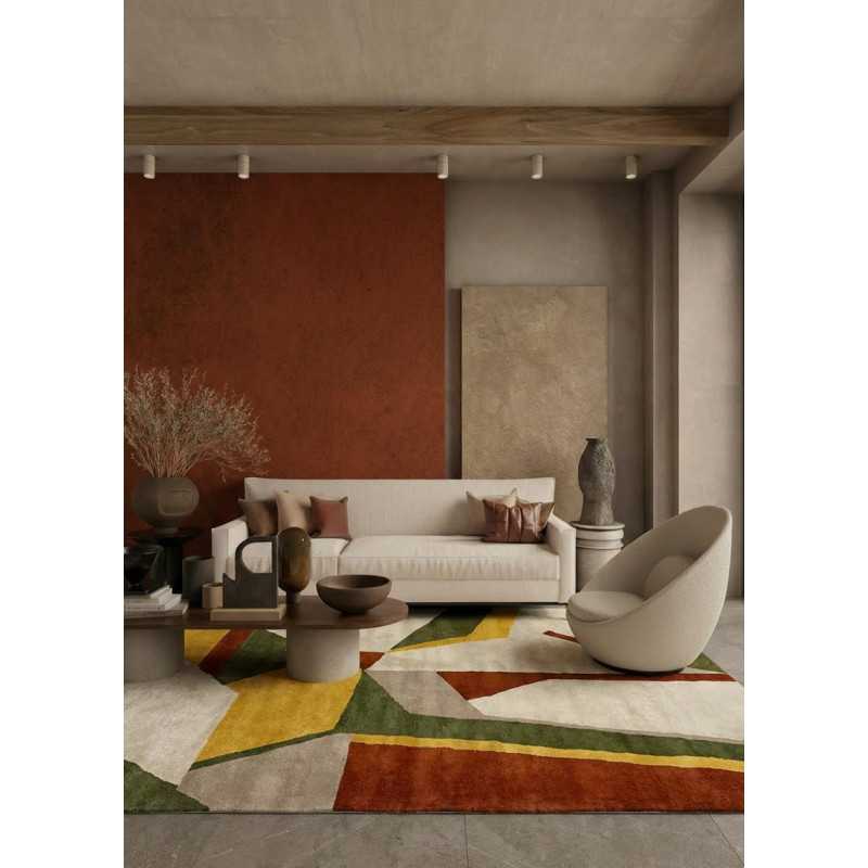 Tapis en laine multicolore à motifs géométriques KARNA