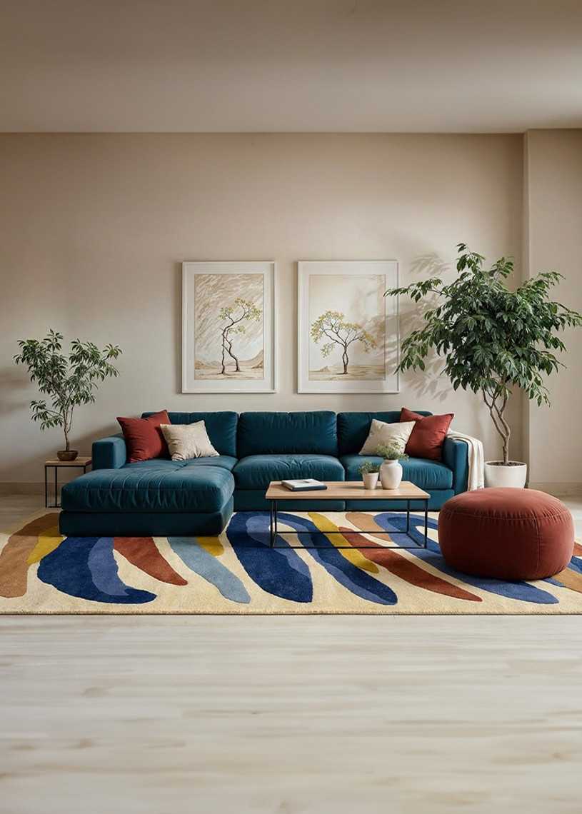 Tapis en laine fait main moderne multicolore PIZO