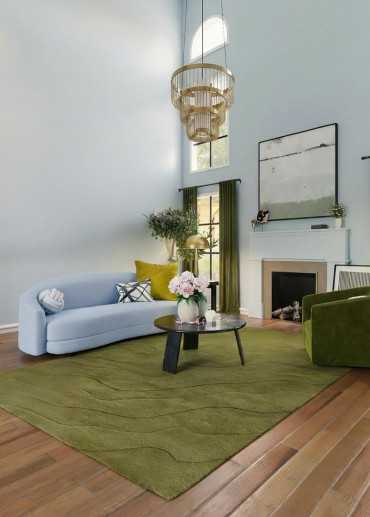 Tapis en laine vert fait...