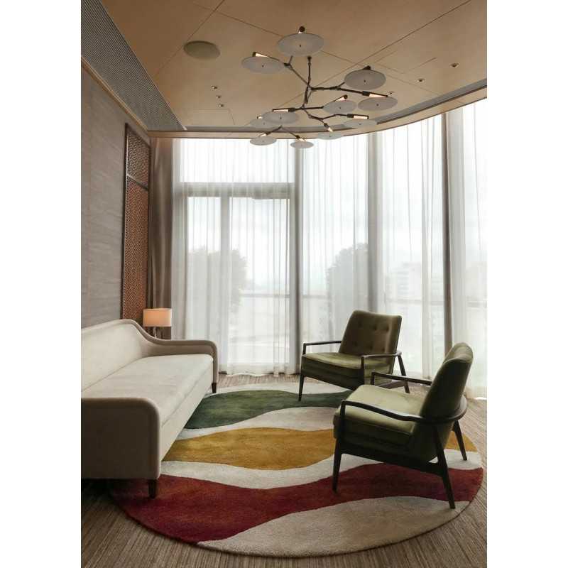 Tapis rond en laine fait main abstrait multicolore CANYA