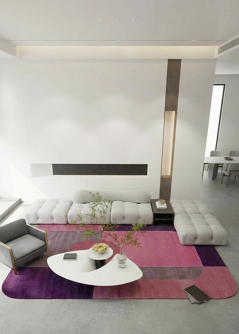Tapis en laine organique violet rose IZA