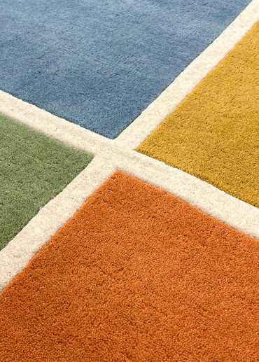 Tapis damier multicolore en laine fait main BURJA