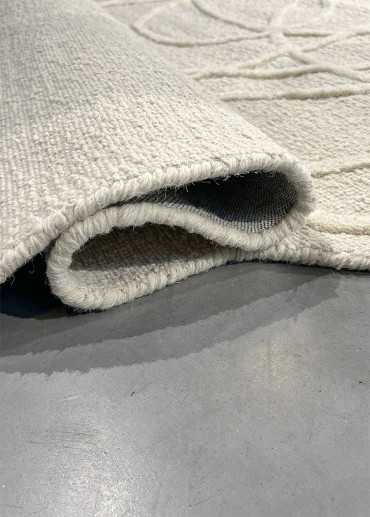 Tapis organique en laine fait main crème SPINORA