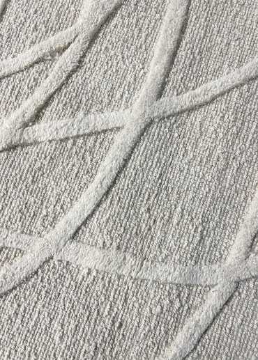 Tapis organique en laine fait main crème SPINORA