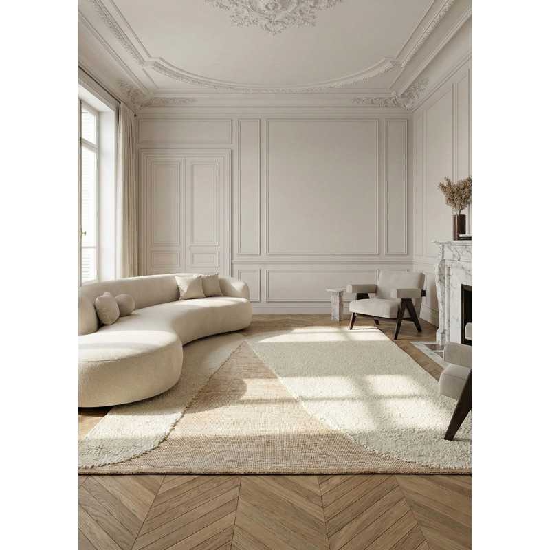 Tapis en laine et jute fait à la main CALZEA