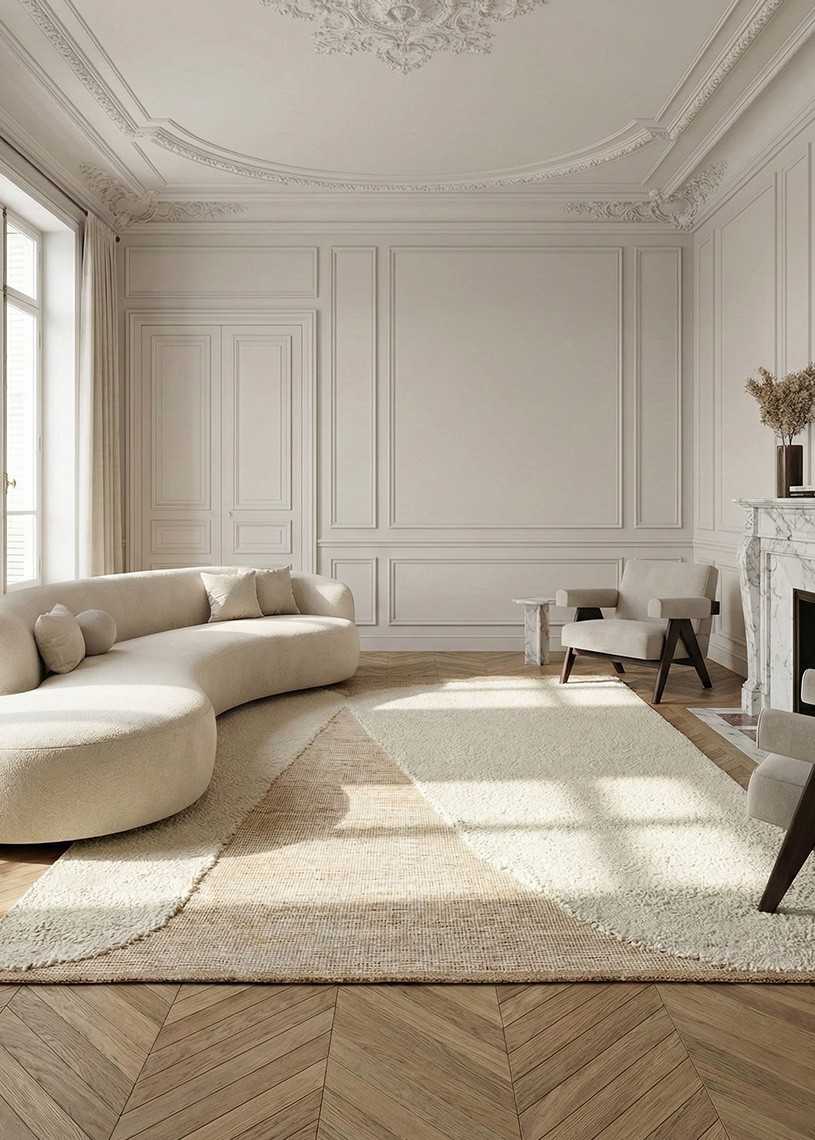 Tapis en laine et jute fait à la main CALZEA