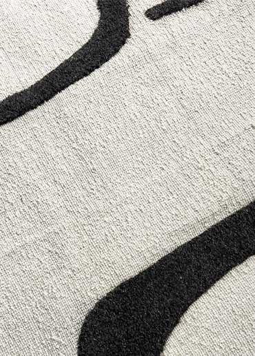 Tapis en laine moderne crème noir fait main ARAGONE