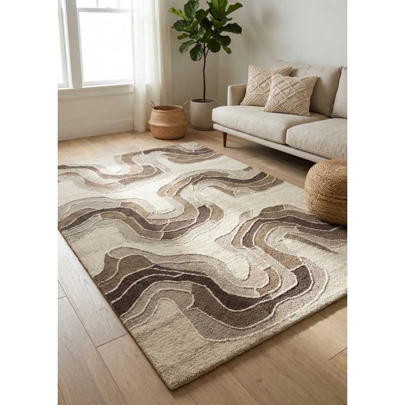 Tapis en laine à motif géométrique fait main GRANA