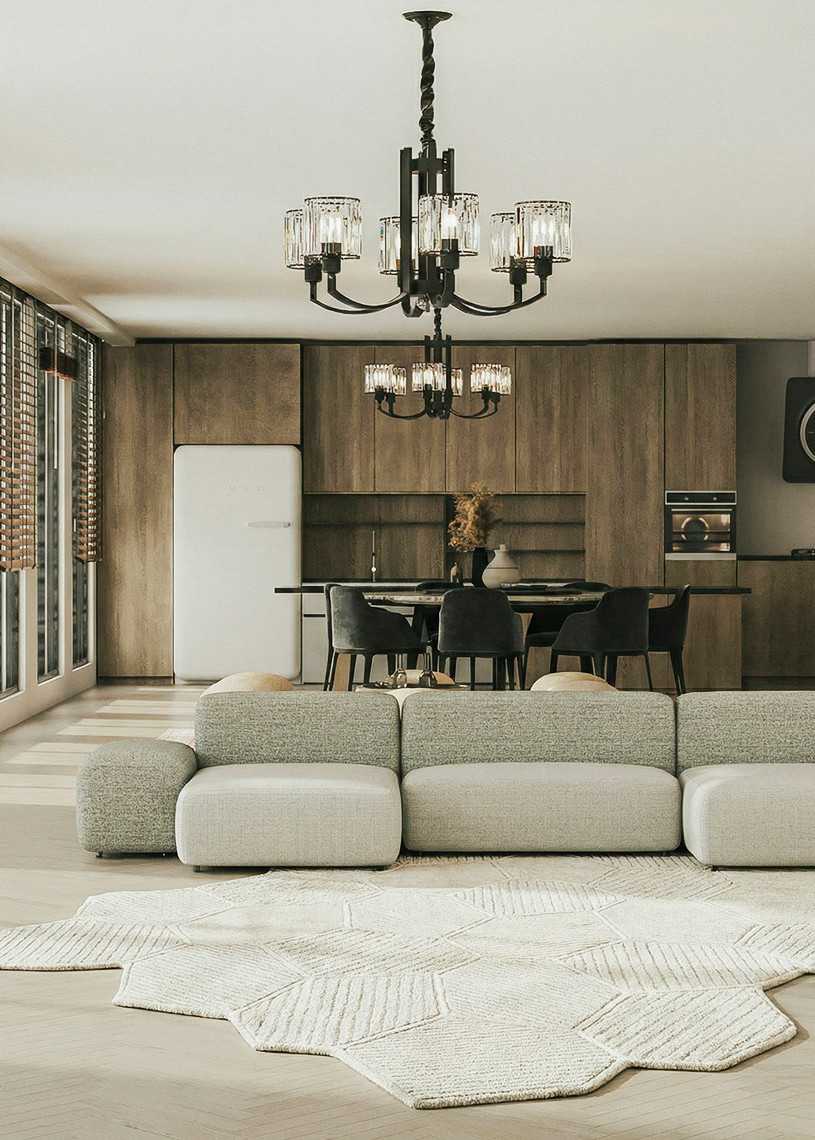 Tapis asymétrique géométrique crème en laine fait main PEROV