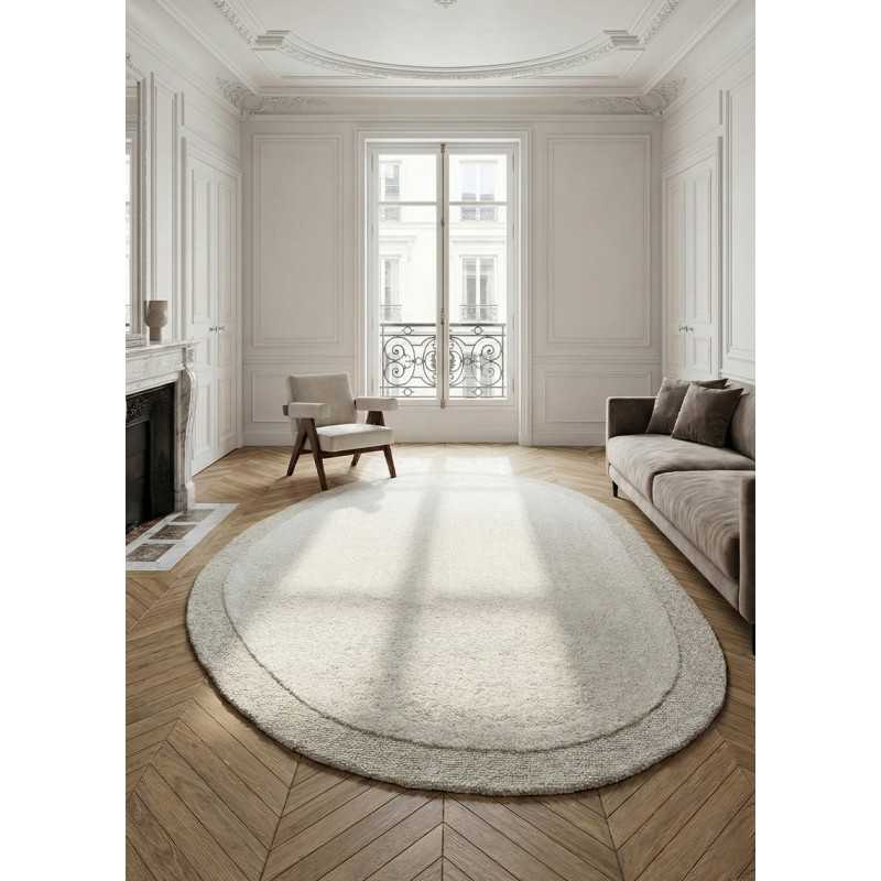 Tapis organique crème en laine fait main LUNA