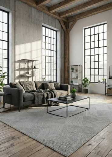 Tapis lavable géométrique -...