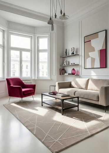 Tapis graphique beige -...