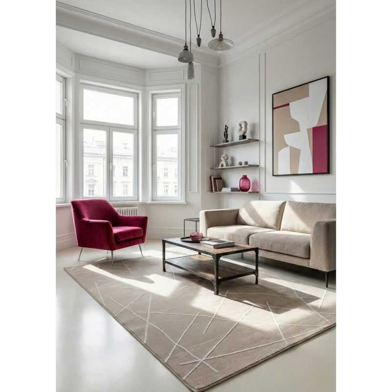 Tapis graphique beige - LYON 535