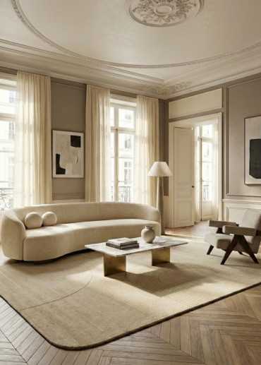 Tapis en laine crème fait...