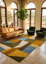 Tapis en laine fait main asymétrique multicolore PANTHEO