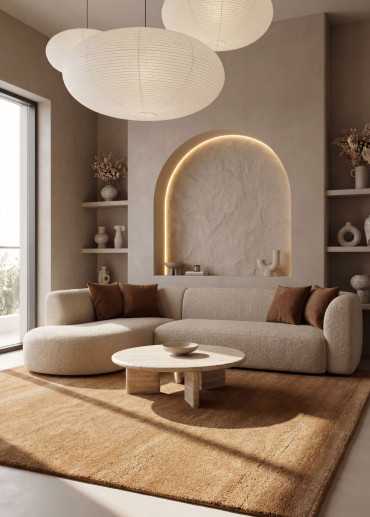 Plain carpet made of handmade wool - Taja