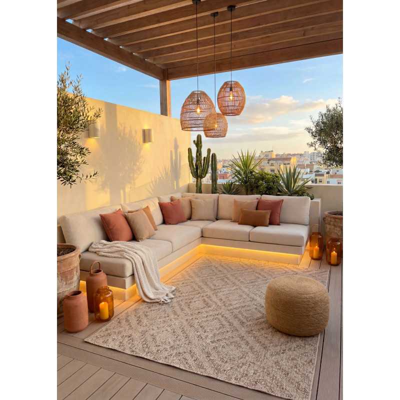 Tapis extérieur effet intérieur jute beige BAMAKO 790