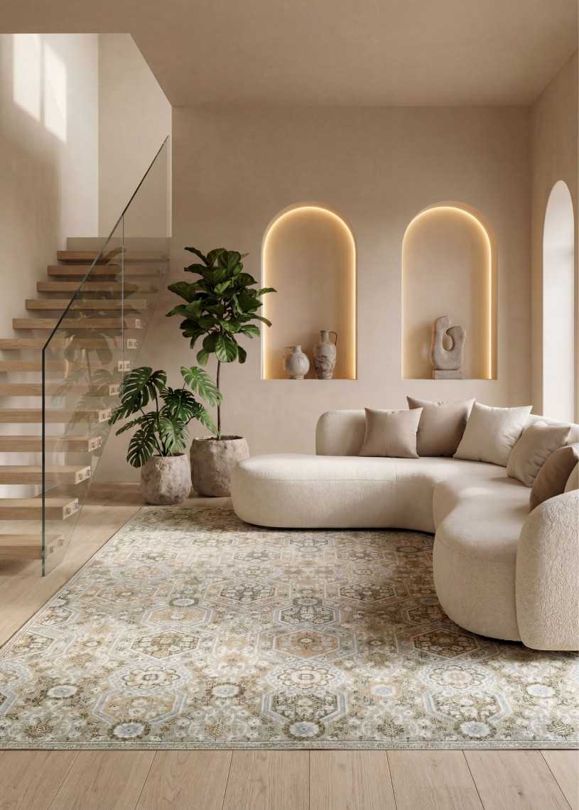 Tapis oriental vert beige NANTES 590