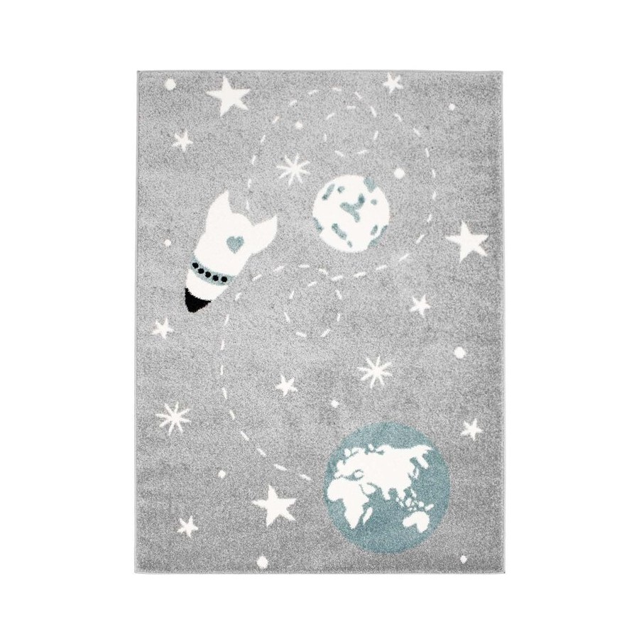 Tapis enfant galaxie gris bleu - BUBBLE kids