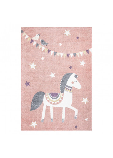 Tapis enfant cheval rose -...