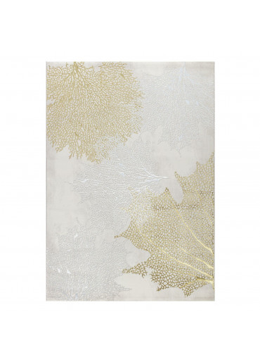 Tapis motif crème doré -...