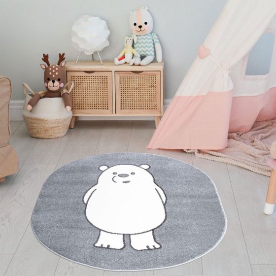Tapis enfant ovale ours gris - ANIME