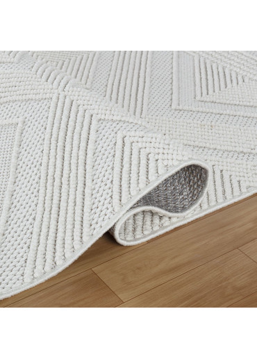 Tapis tissé effet laine crème berbère EFES 25