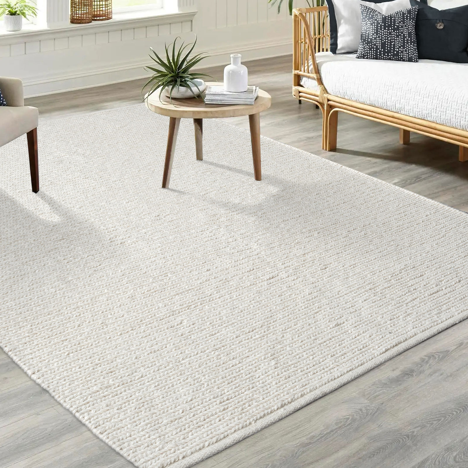 tapis en laine creme